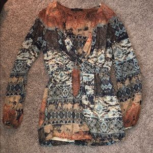 Long Sleeve Blue & Brown Romper